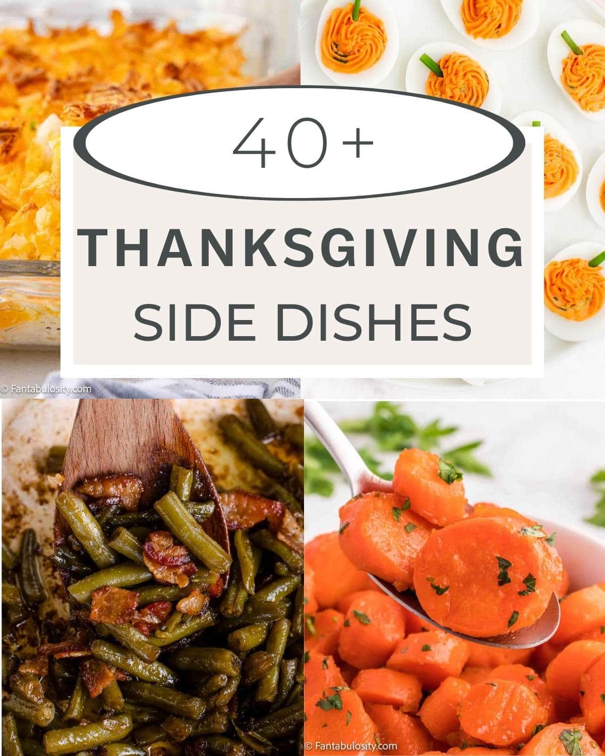 An image collage showing Thanksgiving side dish recipes.