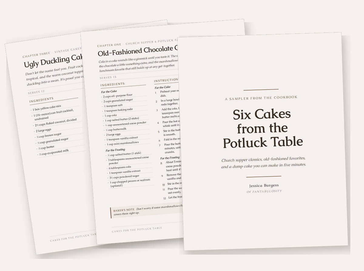 Six Cakes from the Potluck Table, a free sampler from the cookbook
