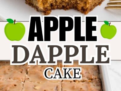 Apple Dapple Cake slice and whole pan.