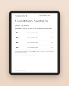 A Month of Dinners, Planned for You printable PDF