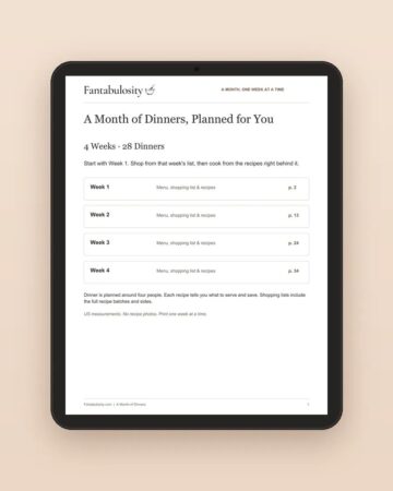 A Month of Dinners, Planned for You printable PDF