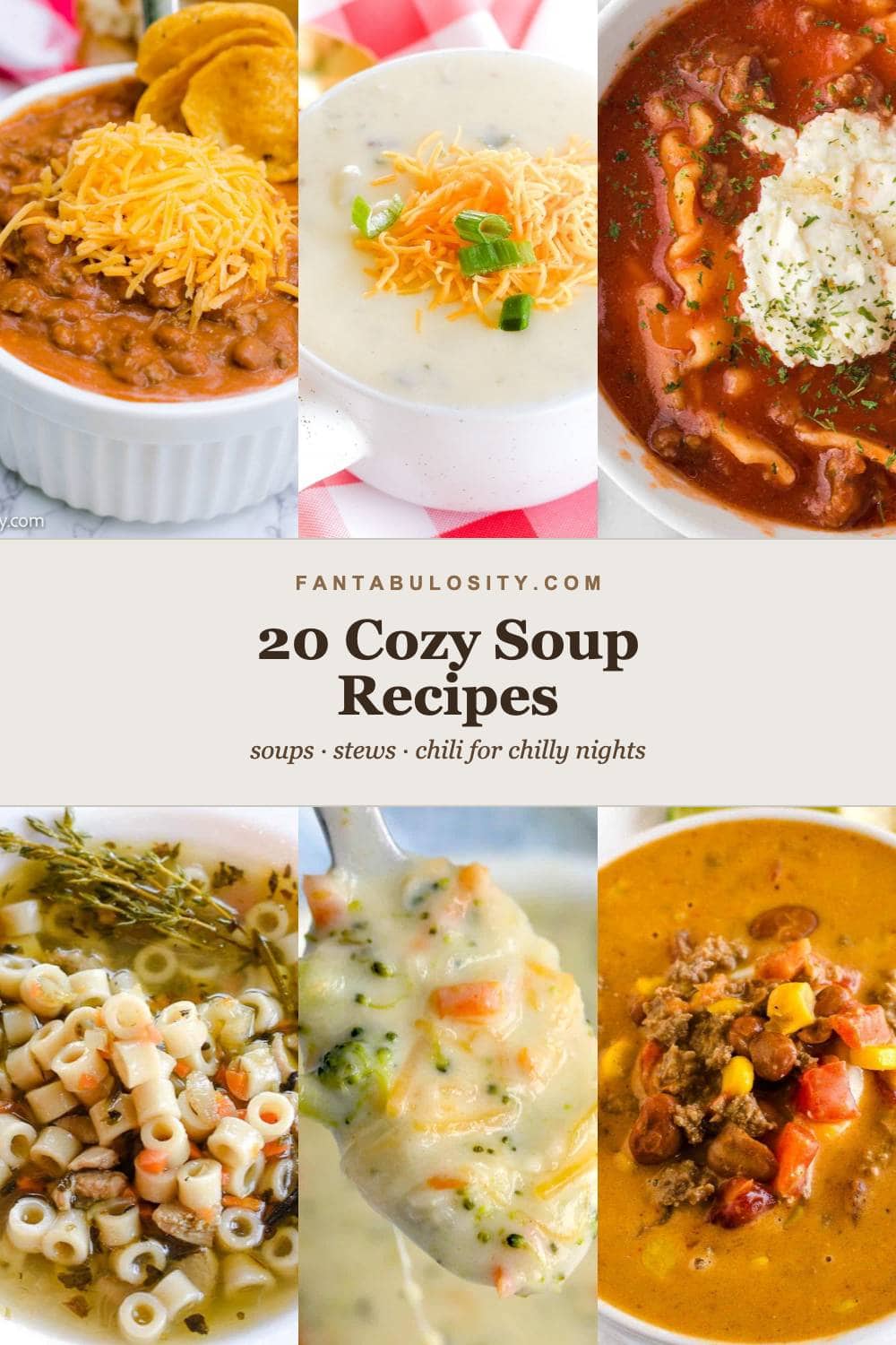 20 Cozy Soup Recipes - easy soups, stews, and chili for fall.